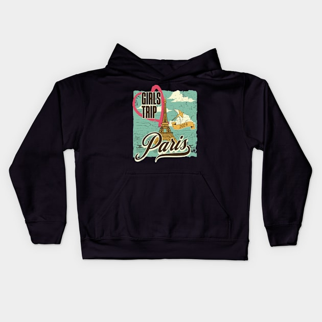 Girls Trip Paris 2024 Kids Hoodie by Norse Magic